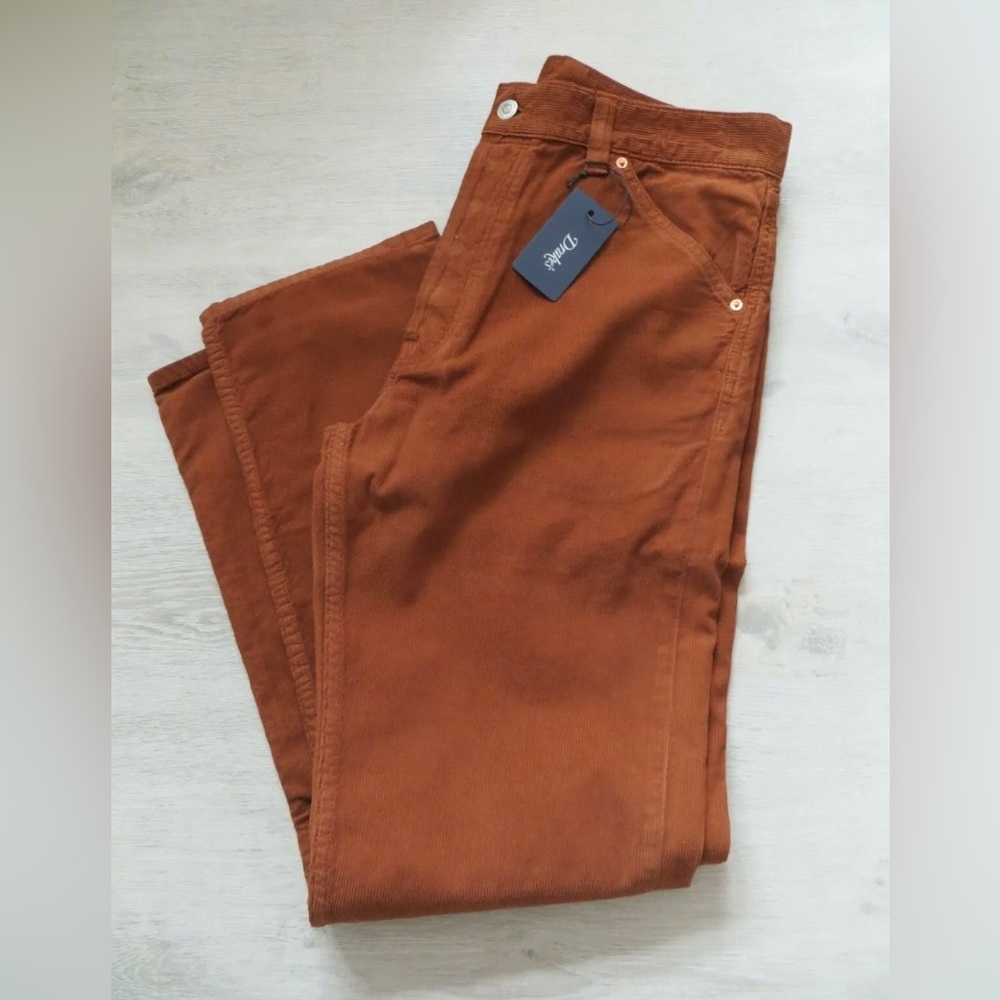 Drake’s London Corduroy Trousers - Selvedge Needlecord Rust 33